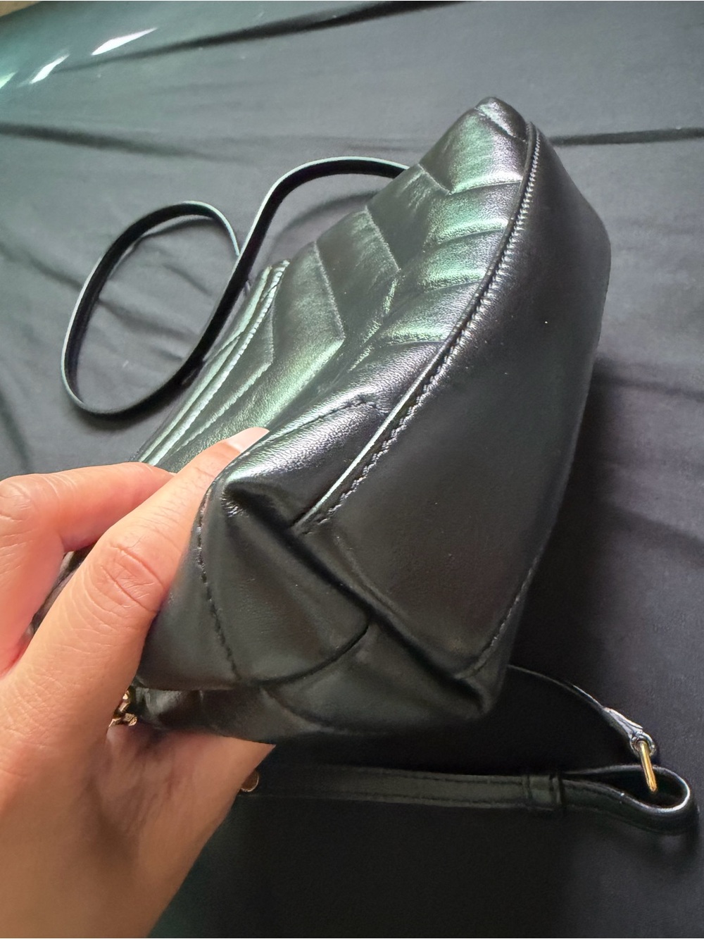 Saint Laurent Black Quilted Leather Crossbody with Gold YSL Hardware - Picture 6 of 8